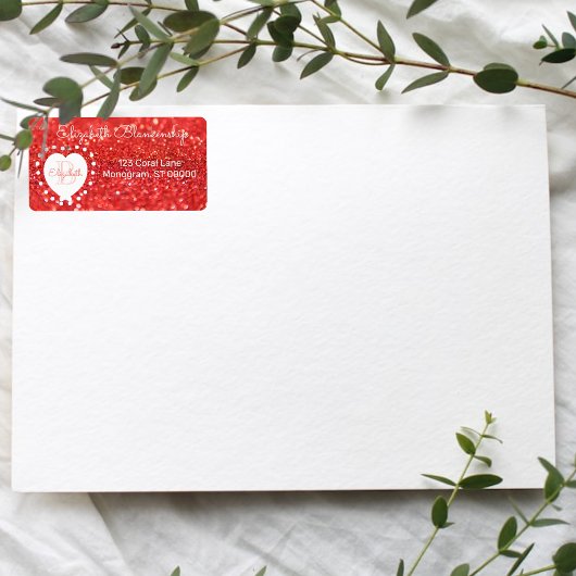 Étiquette Fille Monogramme Coral Parties scintillant Bokeh P