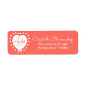 Étiquette Fille Monogramme Coral Points Coeur Modèle (Devant)