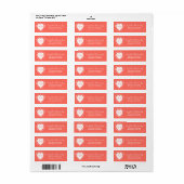 Étiquette Fille Monogramme Coral Points Coeur Modèle (Feuille entière)