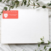 Étiquette Fille Monogramme Coral Points Coeur Modèle