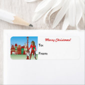 Étiquette Fille Noël shopping avec sacs habillés mode (En situation)