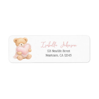 Étiquette Fille Ourson Rose Personnalisé