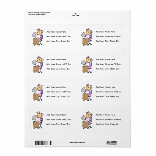 Étiquette Fille sur ordinateur (Feuille entière)