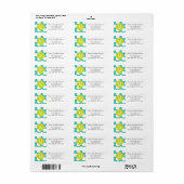 Étiquette Fille Turquoise & vert Big Dots Monogramme (Feuille entière)