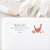 Étiquette Filles mignonne Baby shower de poulet de ferme ros (En situation)