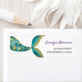 Étiquette Filles Sirène Anniversaire Fête Adresse de retour (En situation)