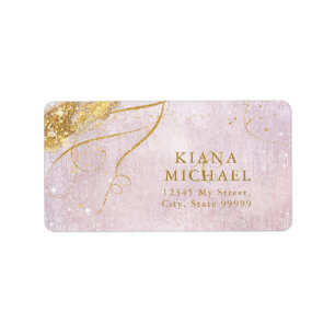 Étiquette Fine Lines Gold Abstrait Mariage Mauve ID867