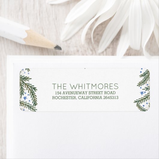 Étiquette Fir Branches Vacances d'hiver (En situation)