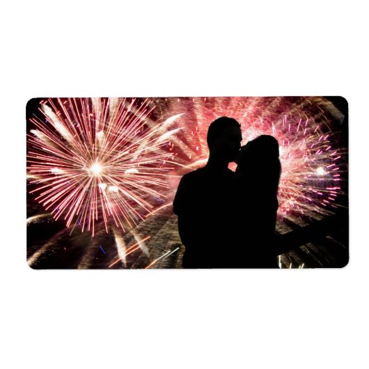 Étiquette Fireworks Couple Kisser Silhouette (Devant)