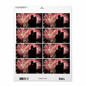 Étiquette Fireworks Couple Kisser Silhouette (Feuille entière)