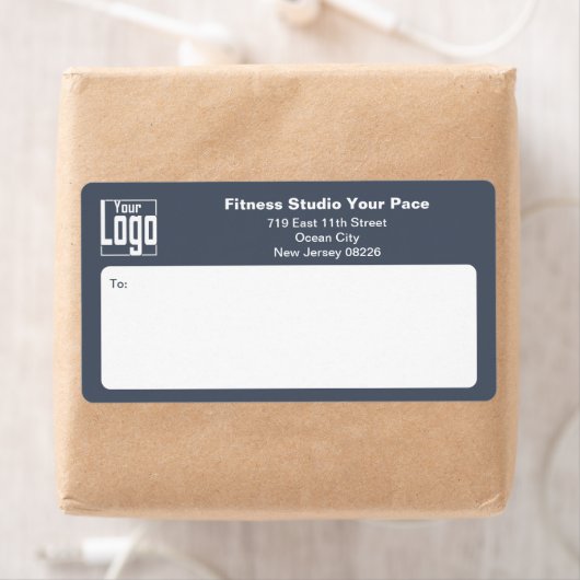 Étiquette Fitness Business Logo Grey White Shipping (En situation)