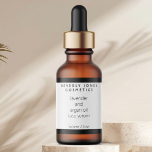 Étiquette Flacon compte-gouttes de cosmétiques moderne blanc