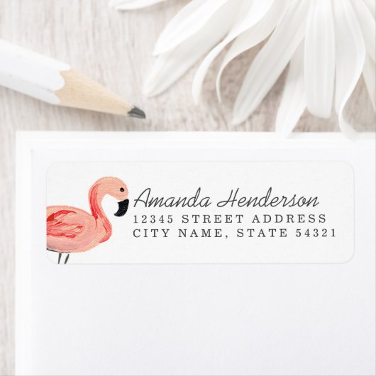 Étiquette Flamant rose (En situation)