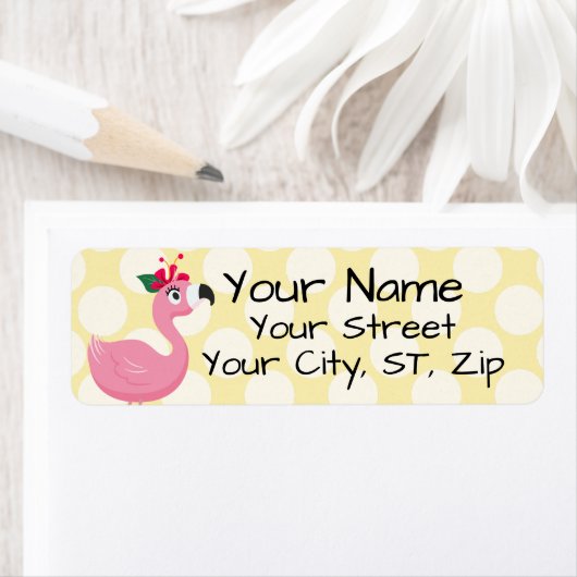Étiquette Flamant rose (En situation)
