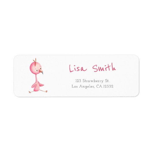 Étiquette Flamant Rose Adresse de l'expéditeur (Devant)