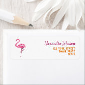 Étiquette Flamant Rose Adresse de l'expéditeur (En situation)