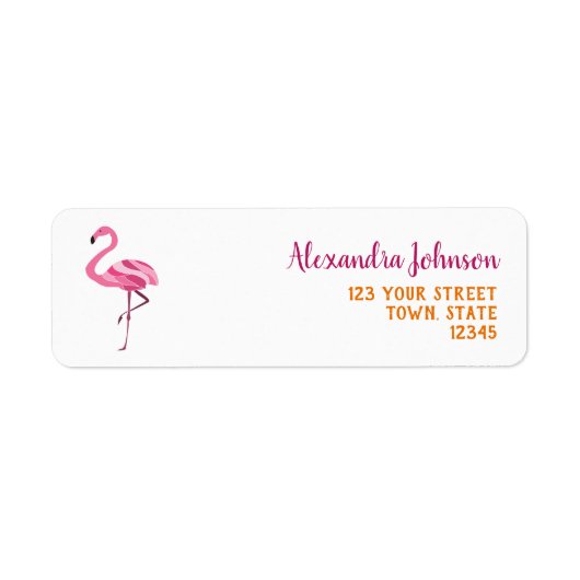 Étiquette Flamant Rose Adresse de l'expéditeur (Devant)