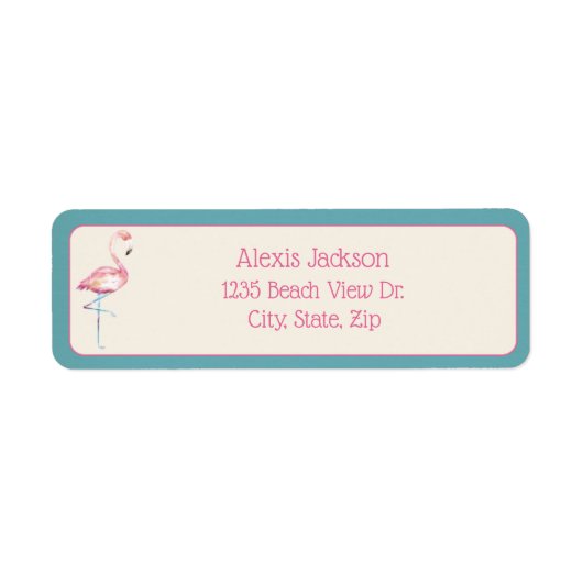 Étiquette Flamant rose aquarelle (Devant)