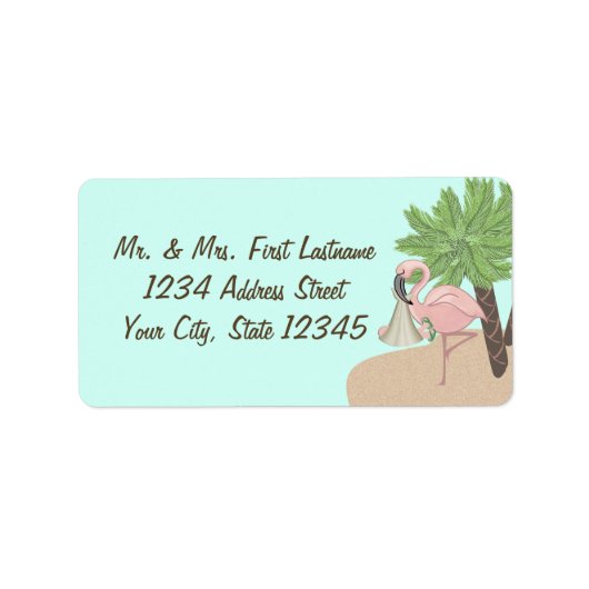 Étiquette Flamant rose Beach Baby avec tongs (Devant)