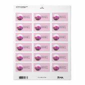 Étiquette Flamant rose et fleurs sur fond rose (Feuille entière)