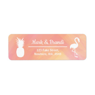 Étiquette Flamant rose festif et ananas Aquarelle Anniversai