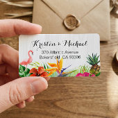 Étiquette Flamant rose floral tropical Ananas Bois rustique