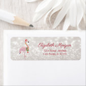 Étiquette Flamant rose Rose Avec Chapeau De Père Noël, Glitt (En situation)