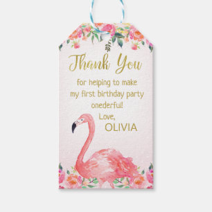 Étiquette Flamant rose rose Favoriser Merci
