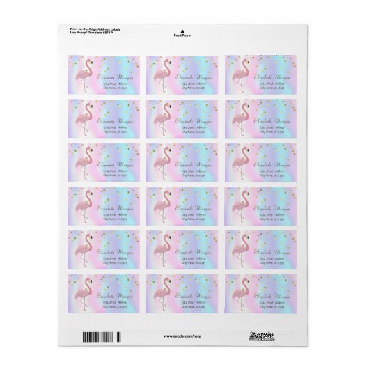 Étiquette Flamant rose rose Holographique Or Foil Confetti (Feuille entière)