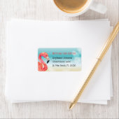 Étiquette Flamant rose rose sur Bokeh Beach Nouvelle adresse (En situation)