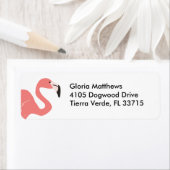 Étiquette Flamant rose rose tropical (En situation)