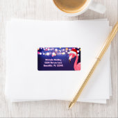 Étiquette Flamant rose rose Tropical Beach Adresse de Noël (En situation)