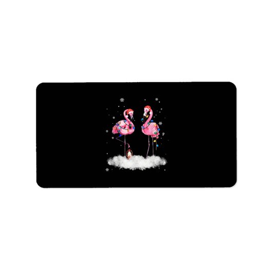 Étiquette Flamant rose sapin de Noël Santa Hat Lumière (Devant)