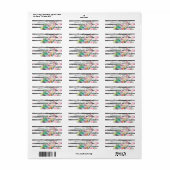 Étiquette Flamants floraux tropicaux rayures design mariage (Feuille entière)