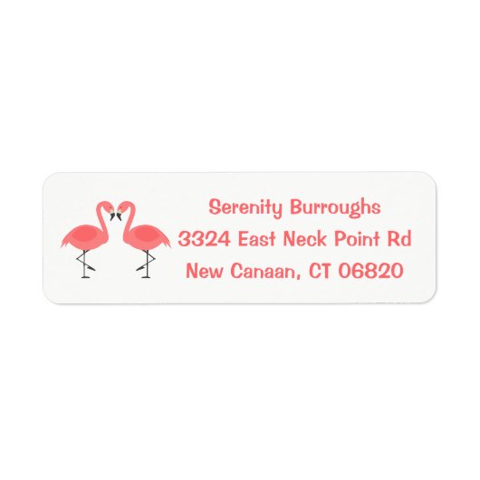 Étiquette Flamants roses rose tropical Amour - Mariage Beach (Devant)