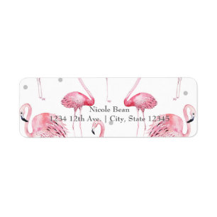 Étiquette Flamants roses roses Gris Pois Chic Invitation