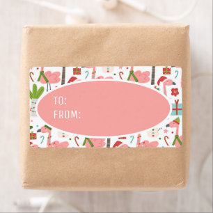 Étiquette Flamants roses roses mignons Noël Noël à partir de