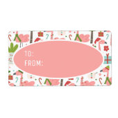 Étiquette Flamants roses roses mignons Noël Noël à partir de (Devant)