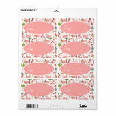 Étiquette Flamants roses roses mignons Noël Noël à partir de (Feuille entière)