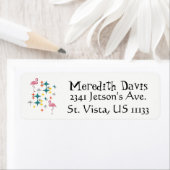 Étiquette Flamants roses roses modernes du milieu du siècle  (En situation)