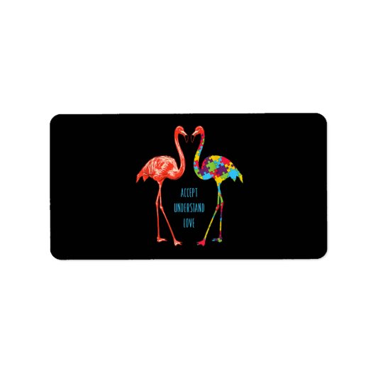 Étiquette Flamingo | Accept Understand Love Autism Flamingo (Devant)