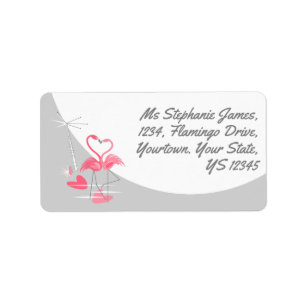 Étiquette Flamingo Love Large Moon address label