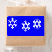 Étiquette Flamme de neige blanche sur bleu (En situation)
