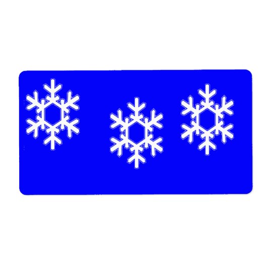 Étiquette Flamme de neige blanche sur bleu (Devant)