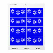 Étiquette Flamme de neige blanche sur bleu (Feuille entière)