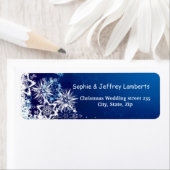 Étiquette Flammes de neige blanches à Noël bleu (En situation)