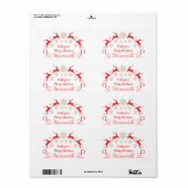 Étiquette Flammes de neige dorées et Noël des rennes (Feuille entière)