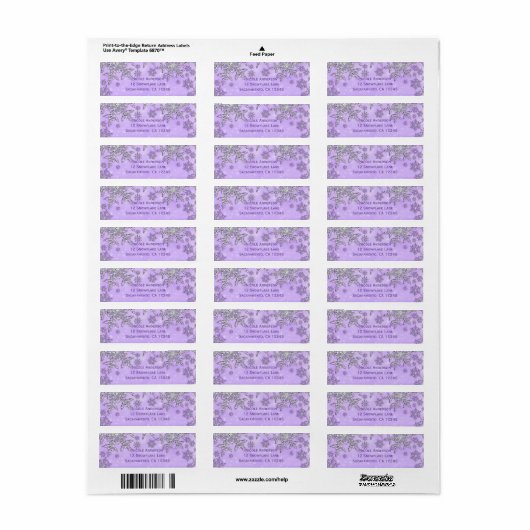 Étiquette Flammes de neige en argent violet Winter Wonderlan (Feuille entière)