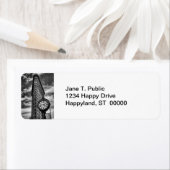 Étiquette Flatiron Building et horloge en noir et blanc (En situation)