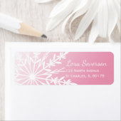 Étiquette Flèche de neige blanche sur rose Adresse de retour (En situation)